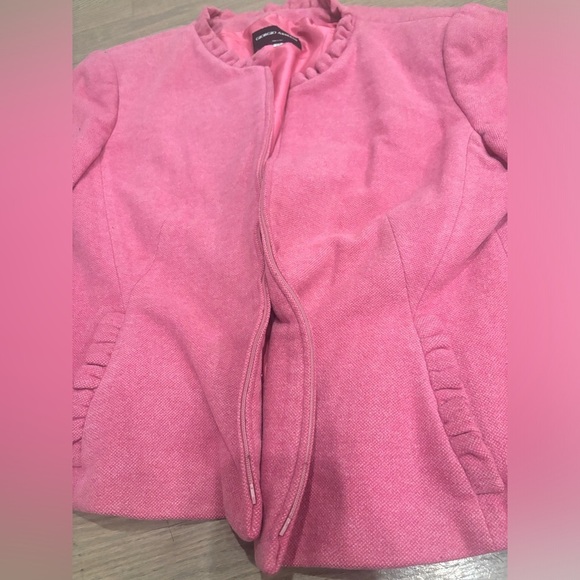 Giorgio Armani Vintage Light Pink Zip Up jacket ruffle pocket detail women’s 50 - Picture 5 of 10